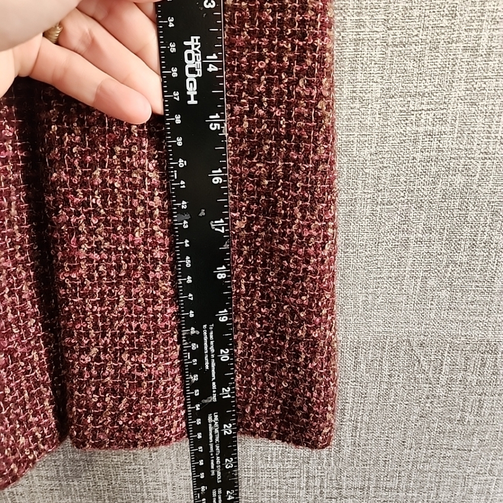 Leslie Fay Vintage Red Pink Maroon Tweed Blazer Jacket Pearl Buttons Wool Bld 18 - Picture 11 of 13